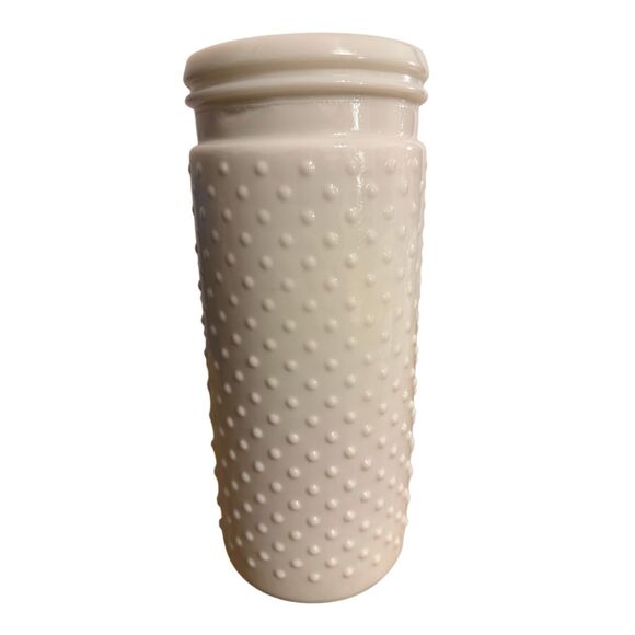 🟢Vintage Milk Glass Cylinder Jar Vase with Hobnail Pattern - Picture 3 of 8